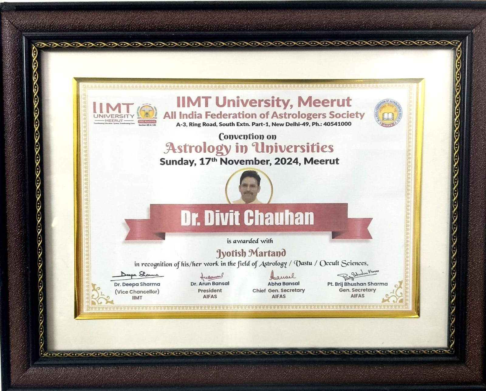 Jyotish Martand Award - All India Federation of Astrologer societies